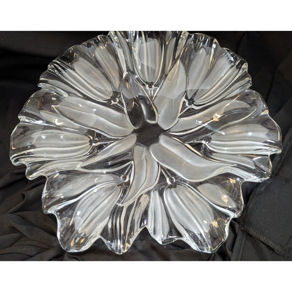 Vintage Mikasa Walther Glas Tulips Satin Clear Frosted Glass Bowl Germany